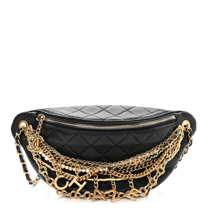 Chanel Lambskin Quilted All About Chains Waist Belt Bag Black 1 of 10
