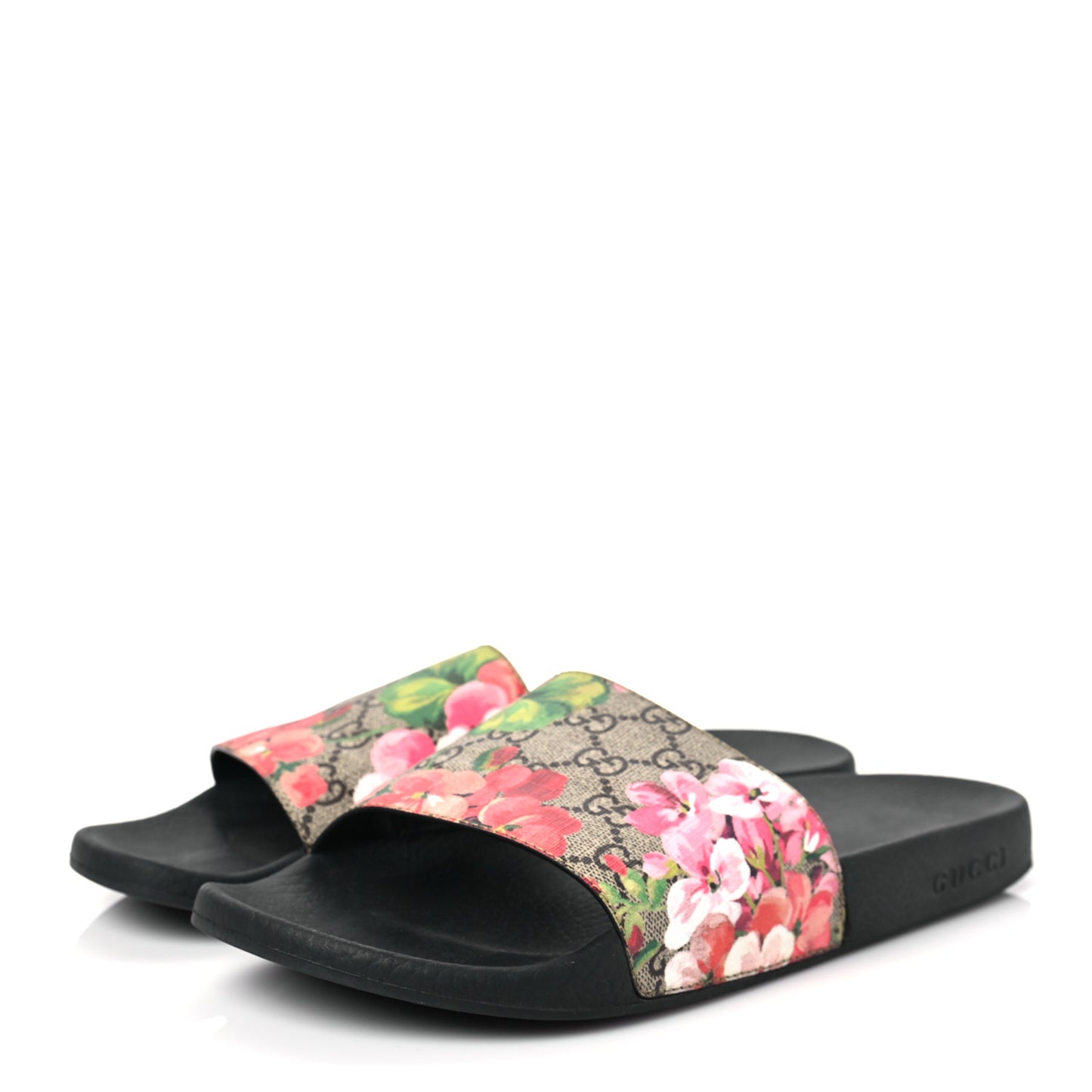 GG Supreme Monogram Blooms Slide Sandals 42 Beige Multicolor