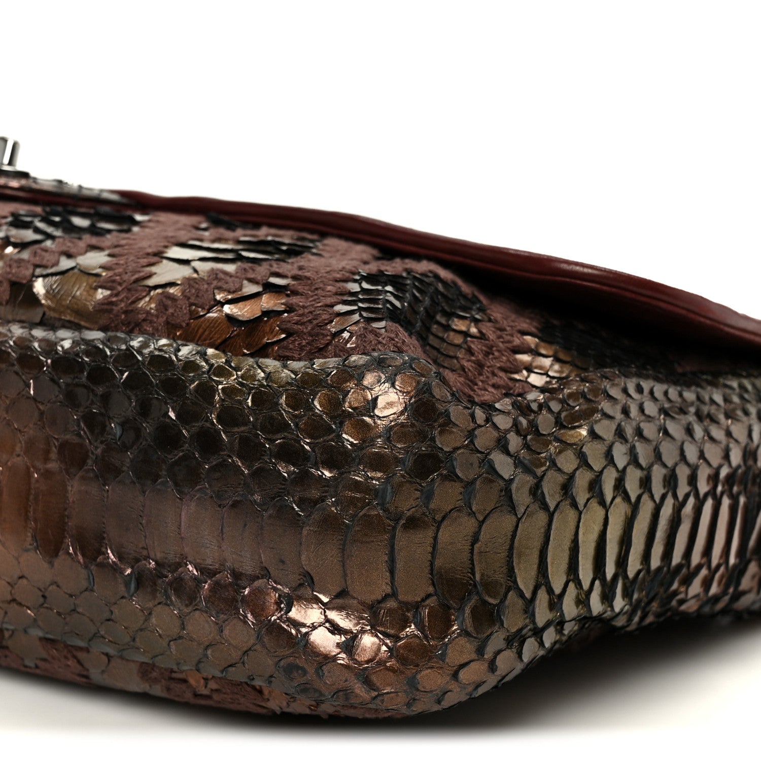 Chanel Metallic Snakeskin Crochet Soft and Chain Maxi Flap