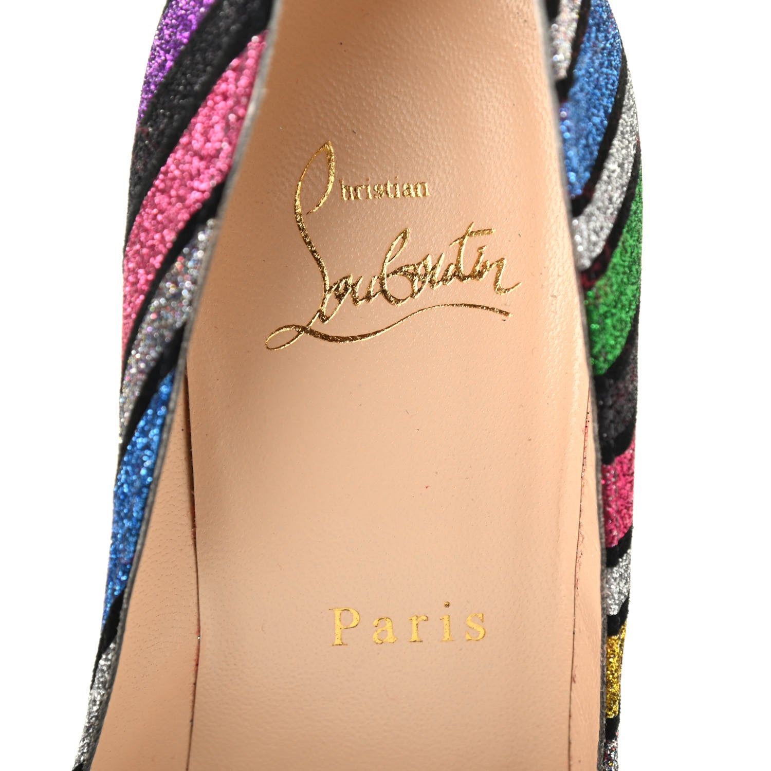 Christian Louboutin Suede Stripy Glitter Pigalle Follies 100 Pumps 36 Multicolor 7 of 7