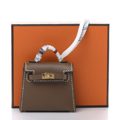 Hermes Tadelakt Mini Kelly Twilly Bag Charm Etoupe 7 of 7