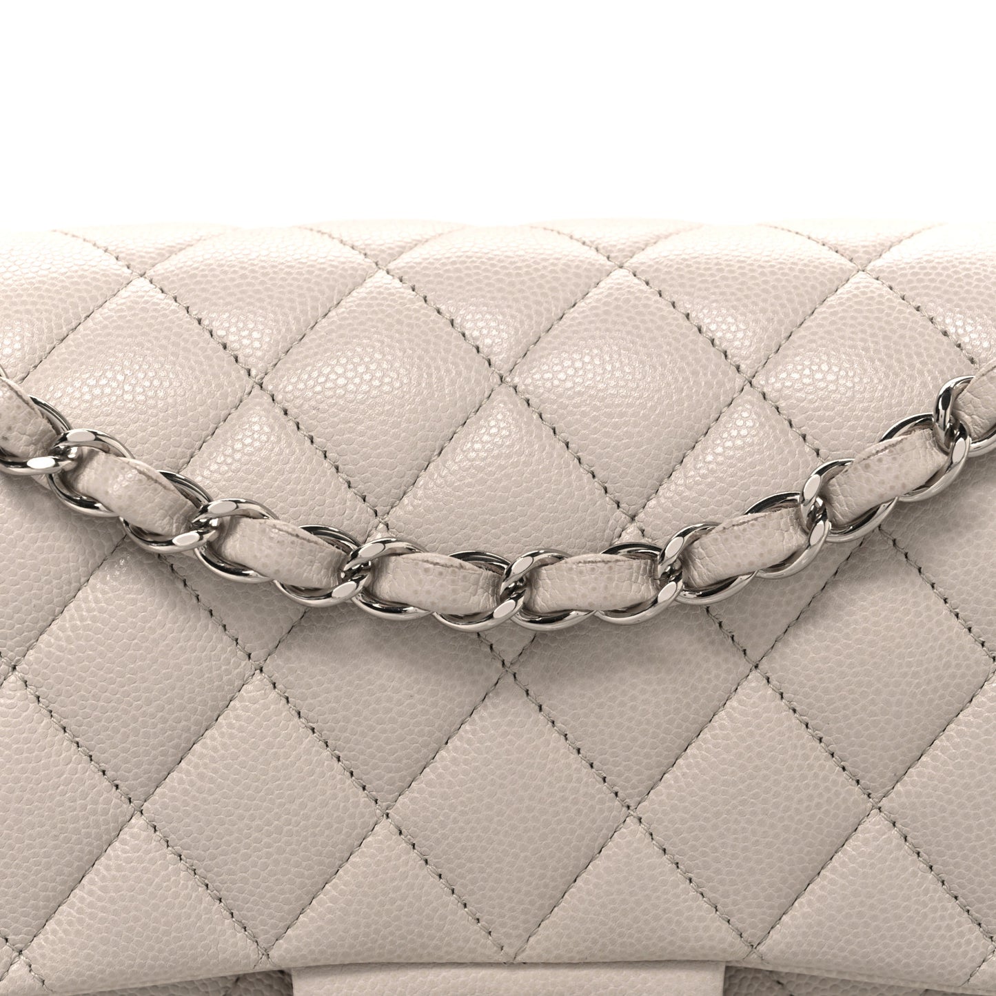 Caviar Quilted Medium Double Flap Ivory