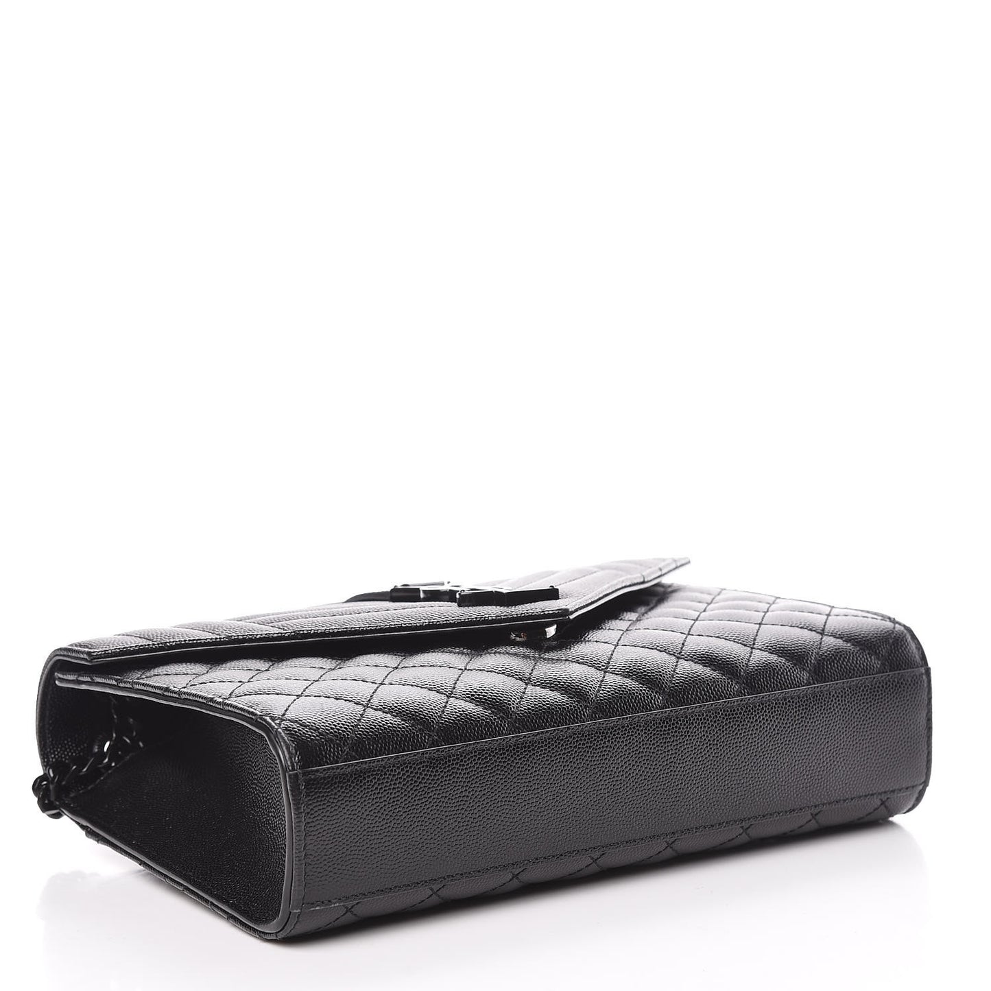 Grain De Poudre Textured Mixed Matelasse Triquilt Medium Monogram Satchel Black