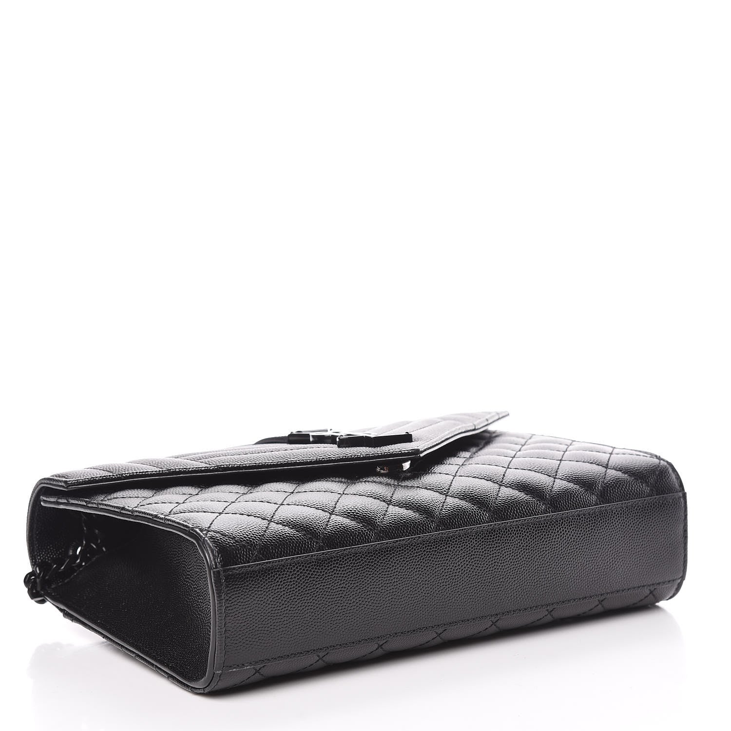 Saint Laurent Grain De Poudre Textured Mixed Matelasse Triquilt Medium Monogram Satchel Black 4 of 10
