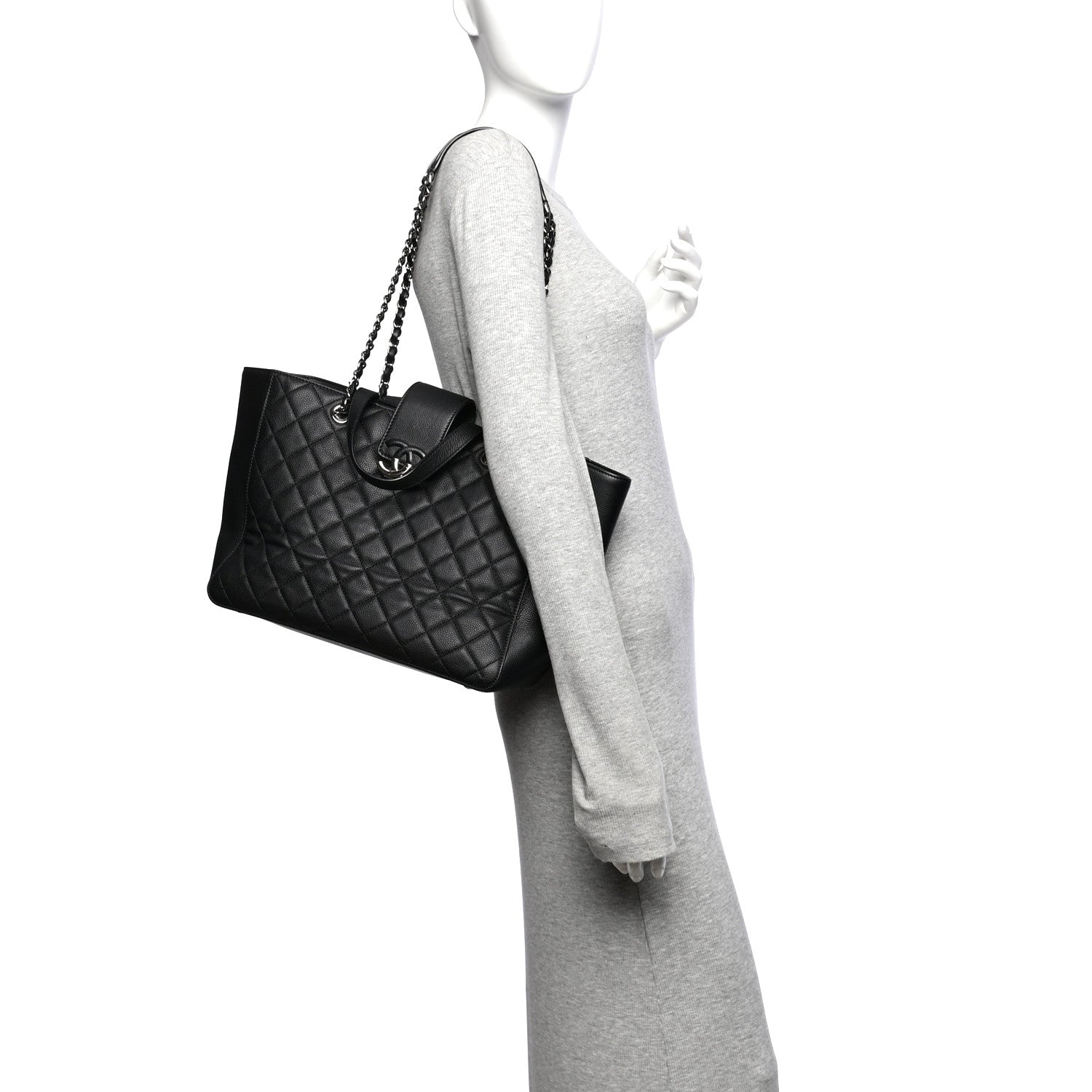 Chanel Caviar Quilted Large CC Box Shopping Tote Black 2 of 10