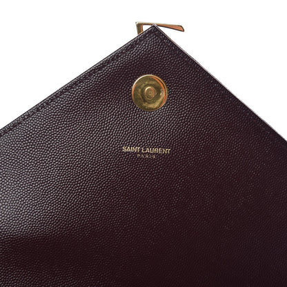 Saint Laurent Grain De Poudre Matelasse Chevron Large Monogram Satchel Rouge Legion 6 of 11