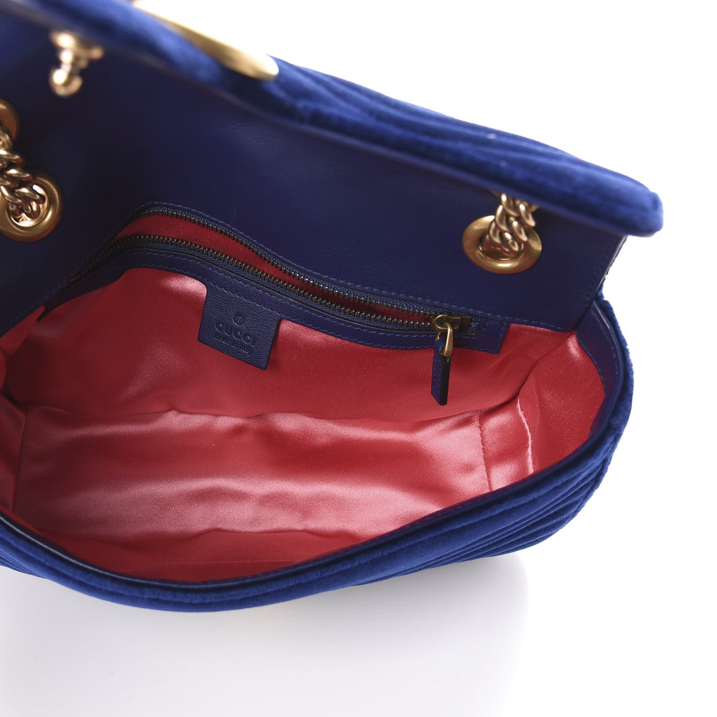 Velvet Matelasse Small GG Marmont Shoulder Bag Cobalt Blue
