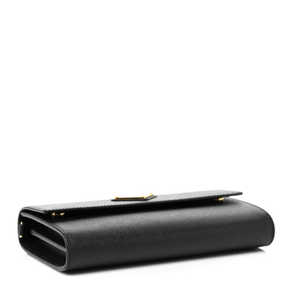 Prada Saffiano Wallet With Shoulder Strap Black 4 of 8