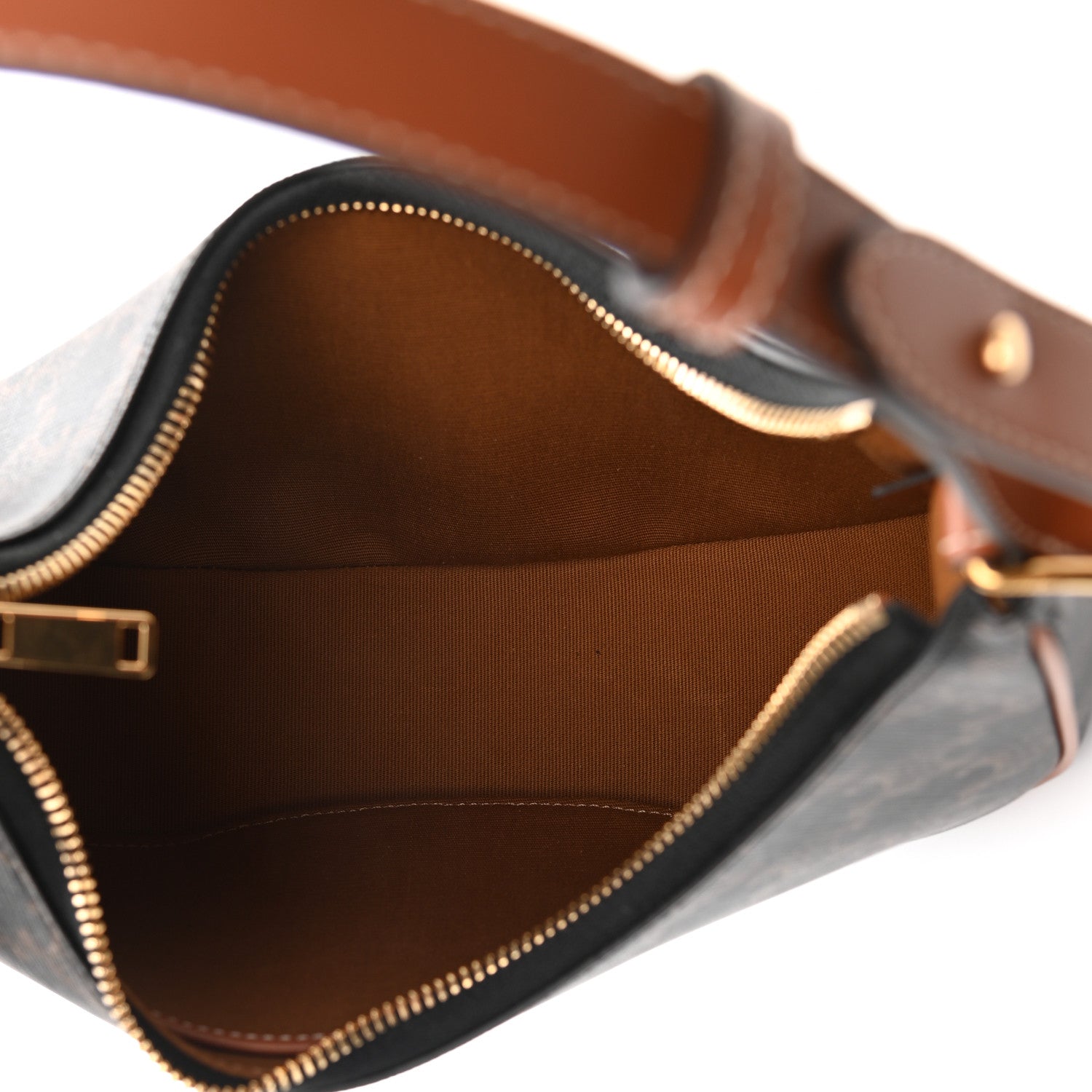 Celine Triomphe Canvas Calfskin Ava Shoulder Bag Tan 5 of 11
