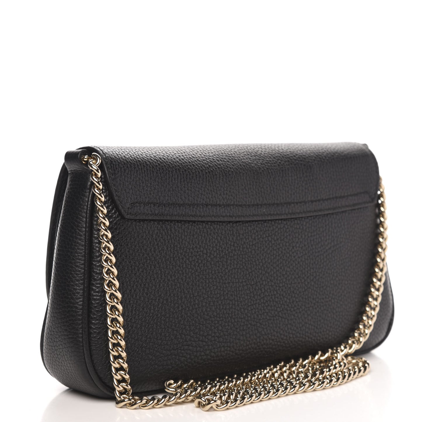 Pebbled Calfskin Medium Soho Flap Crossbody Black