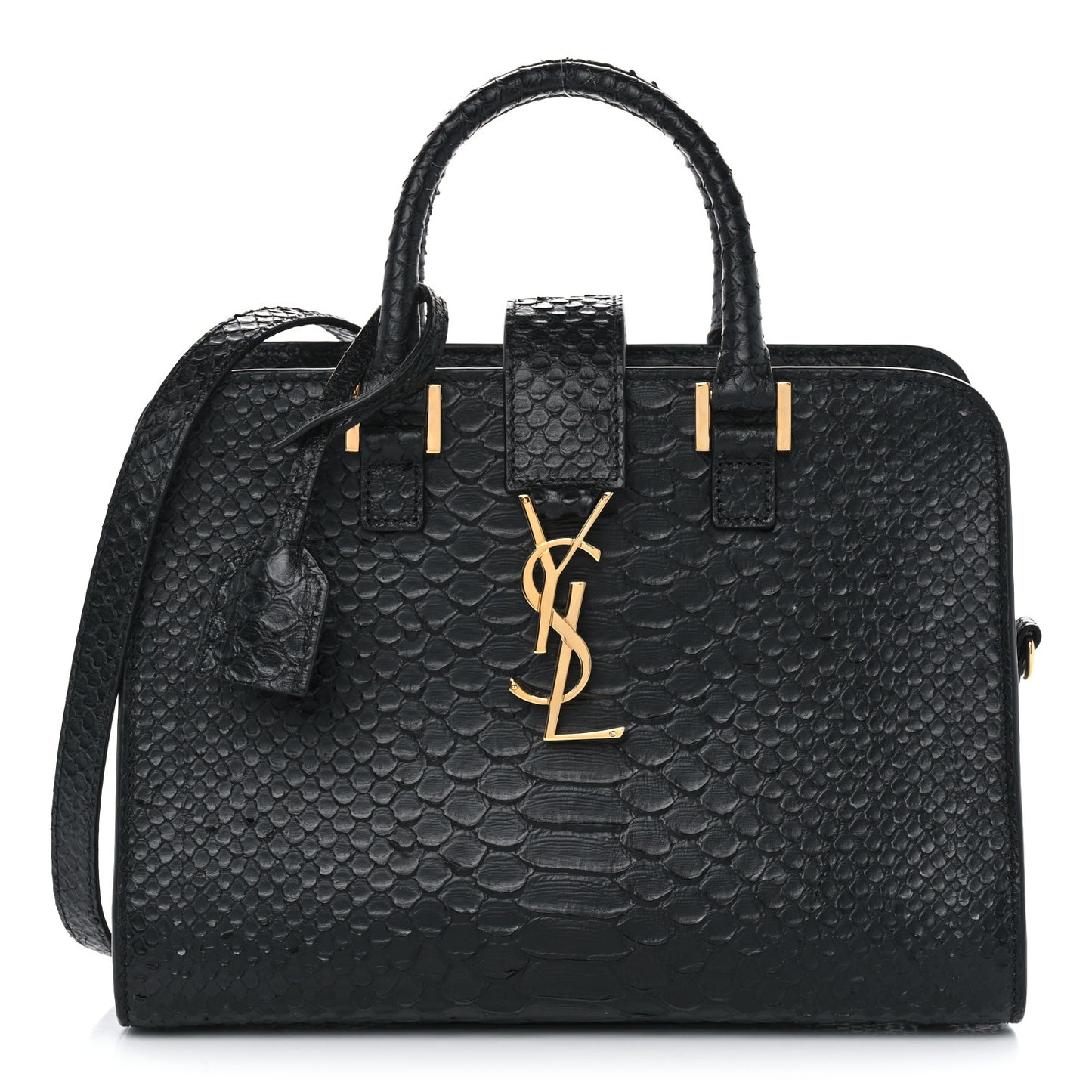 Python Calfskin Embossed Monogram Baby Cabas Black