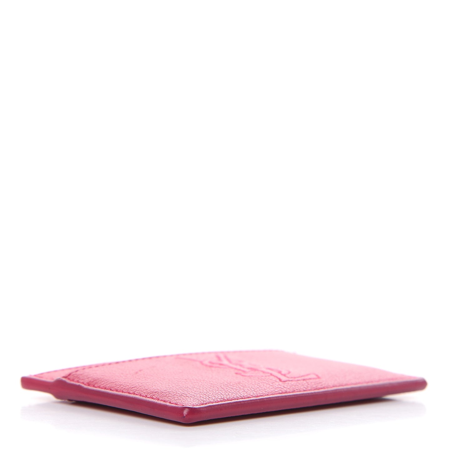 Textured Calfskin Belle De Jour Card Case Fuchsia