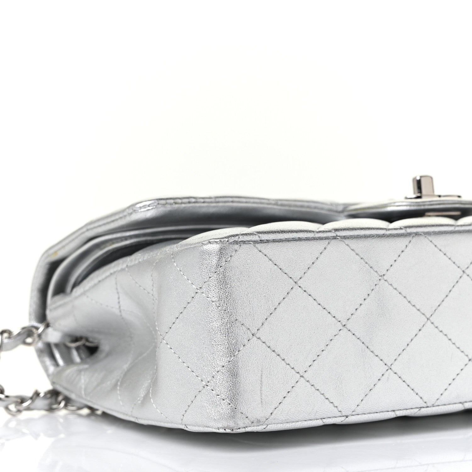Chanel Metallic Lambskin Quilted Medium Double Flap Silver 8 of 15