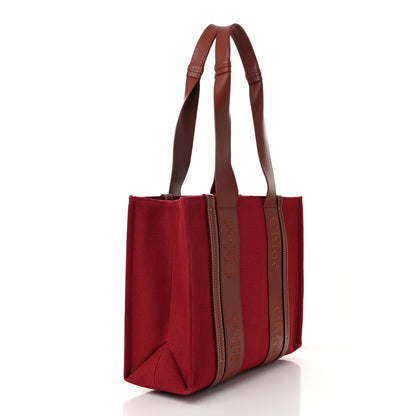 Chloe Canvas Calfskin Medium Woody Ribbon Tote Dark Red 3 of 11