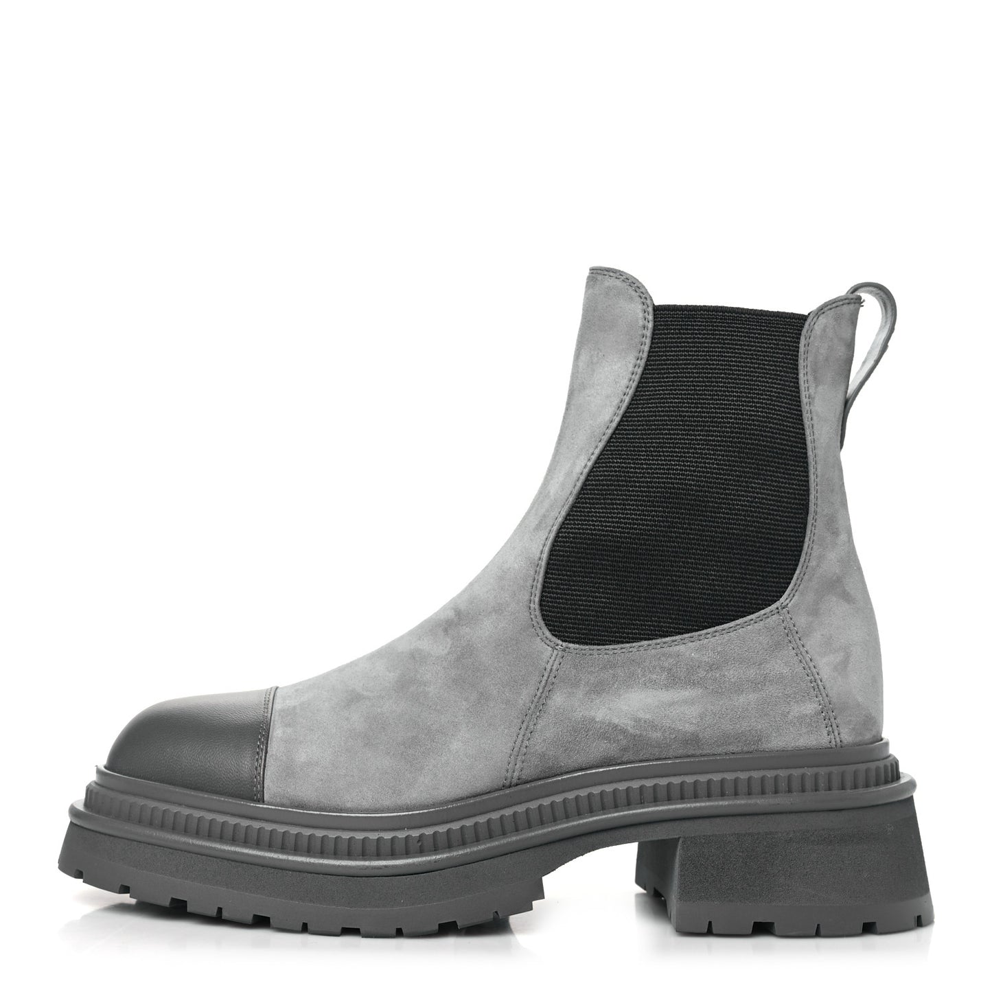 Suede Lambskin Cap Toe Ankle Boots 36.5 Grey