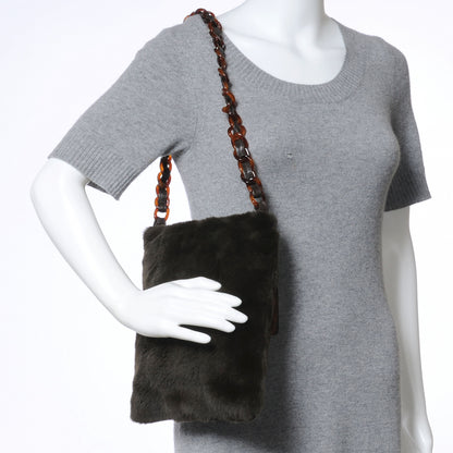 Chanel Rabbit Fur Tortoise Chain Shoulder Bag Black 2 of 7
