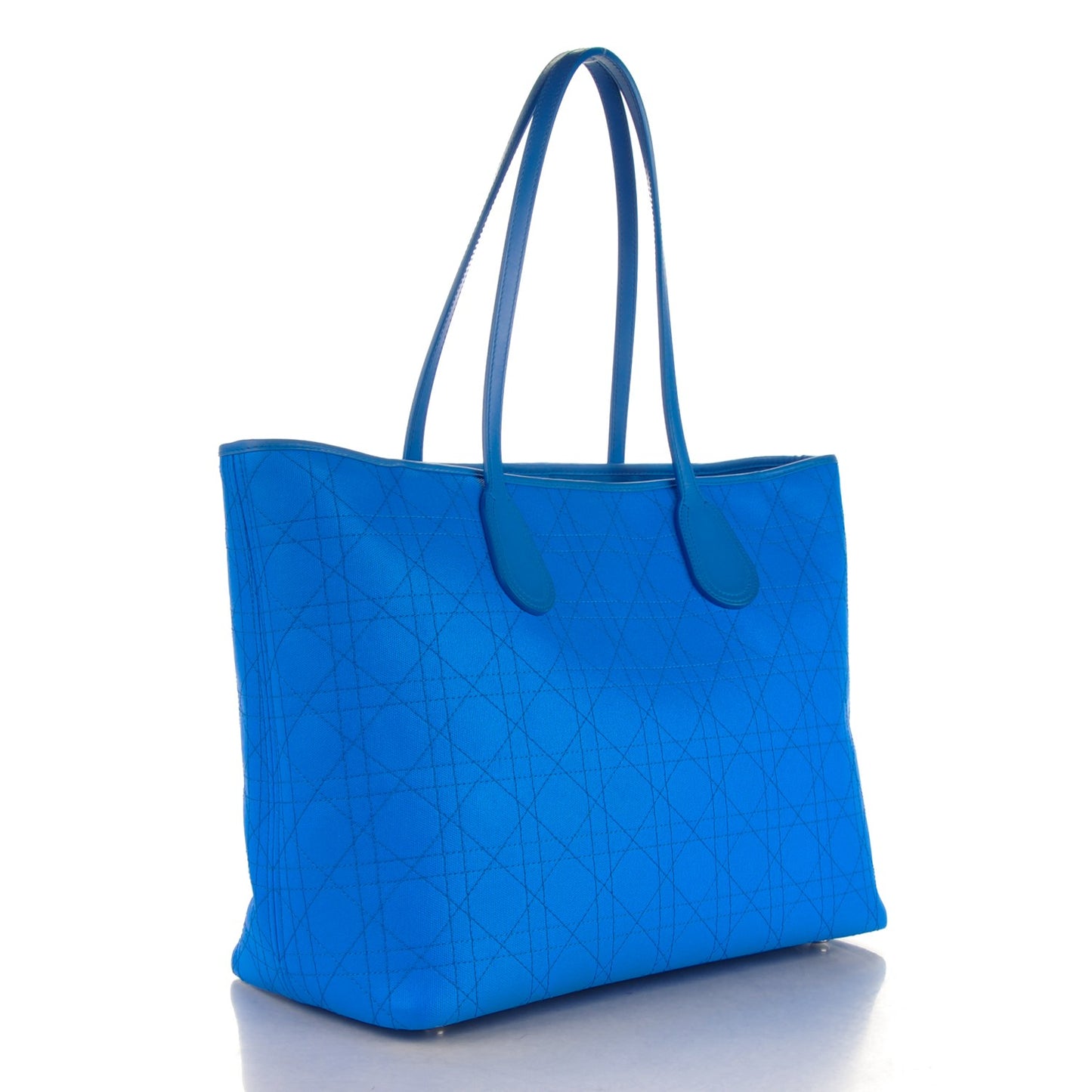 Coated Canvas Cannage Panarea Shopping Tote Blue