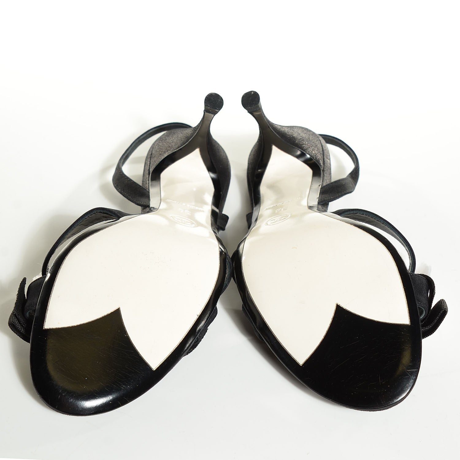 Chanel Satin Chiffon Camellia Slingback Sandals 38 Black 5 of 7