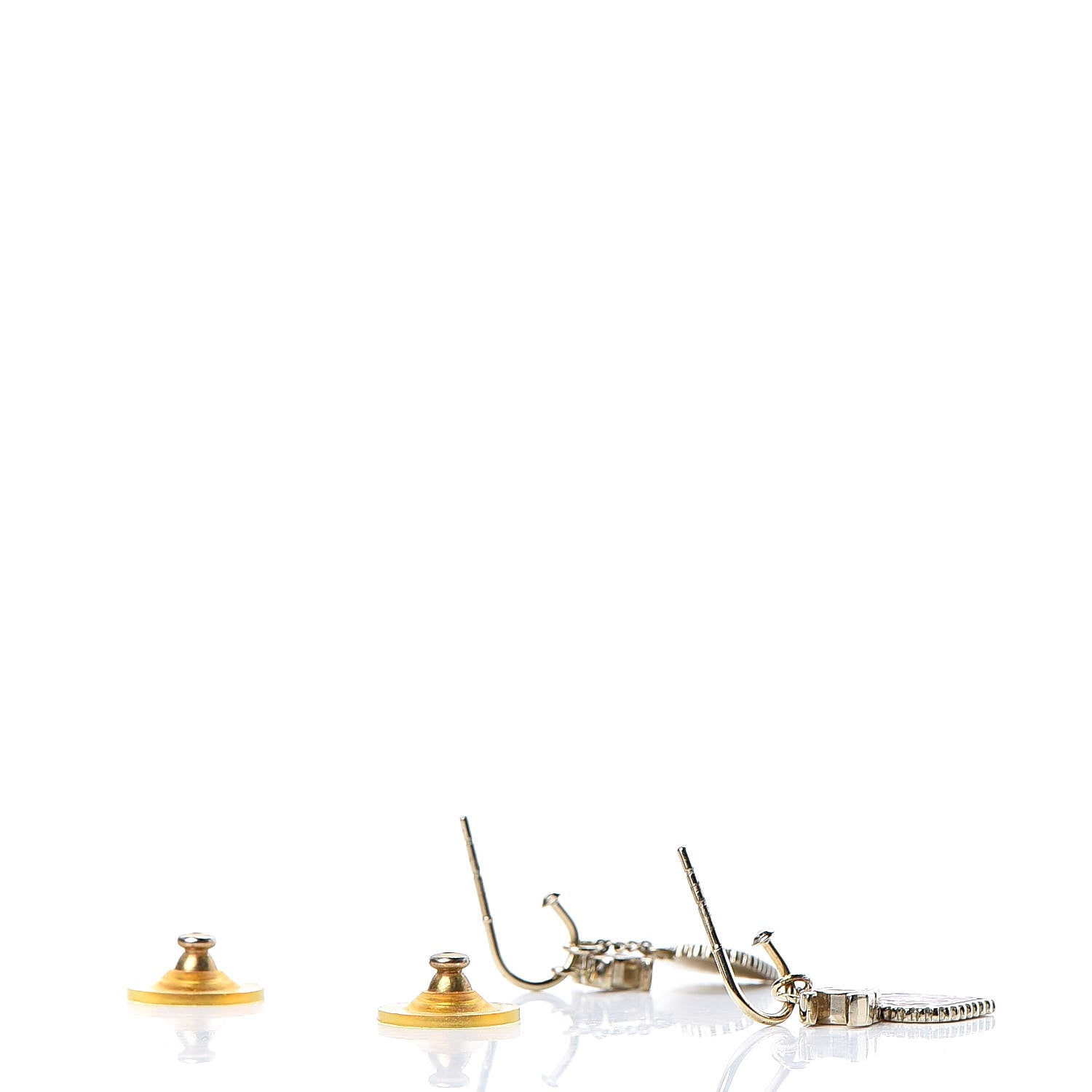 Chanel Enamel Valentine CC Heart Drop Earrings Pink Gold 3 of 5