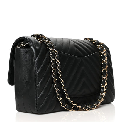 Chanel Caviar Chevron Quilted Medium Double Flap Black 3 of 11