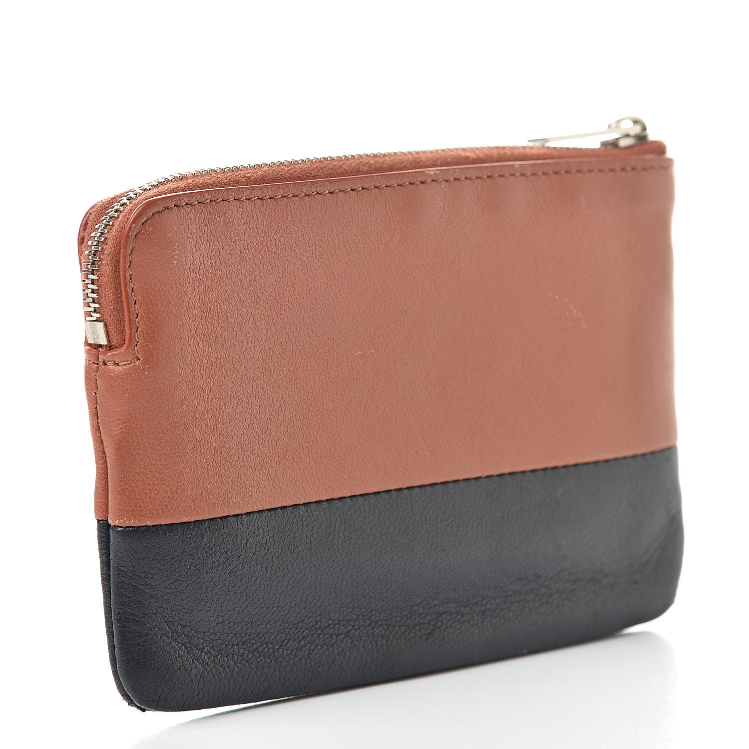 Celine Lambskin Bi-Color Solo Coin Card Case Terracotta Navy 3 of 11