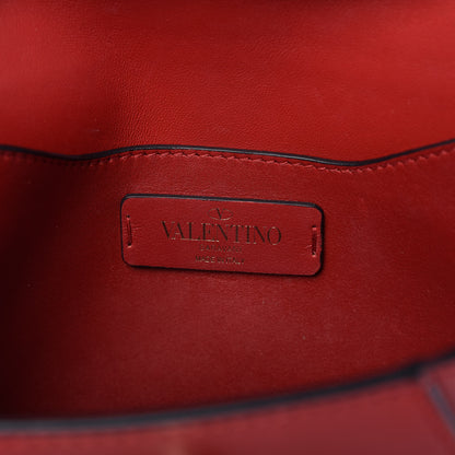 Valentino Garavani Calfskin V Rivet Chain Clutch Red 8 of 11