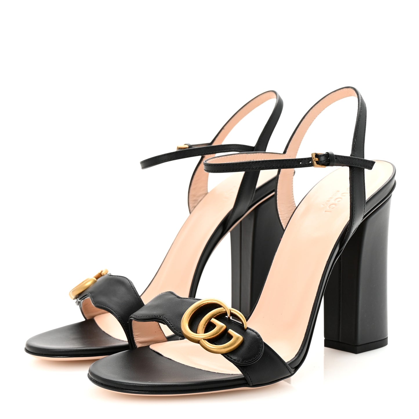 Lifford Calfskin GG Marmont Ankle Wrap 105mm Sandals 41 Black