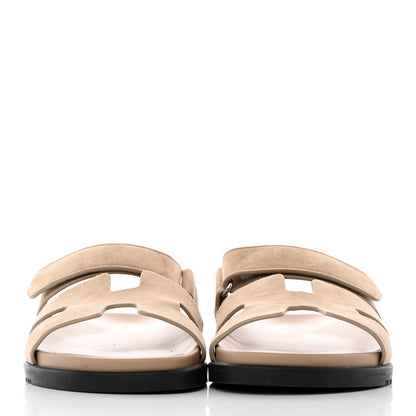 Hermes Suede Goatskin Womens Chypre Sandals 40 Beige Argile 2 of 20