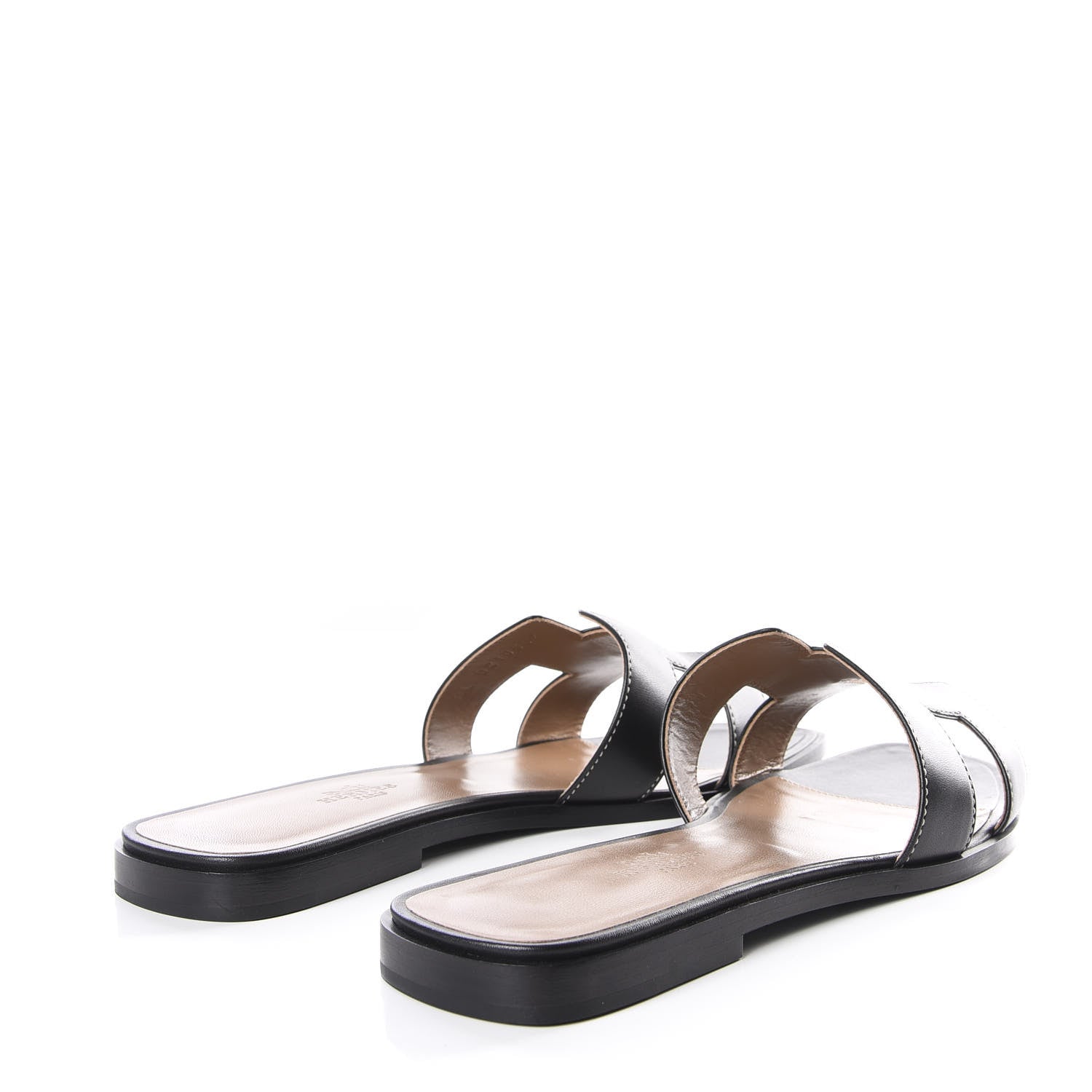 Hermes Box Calfskin Oran Sandals 39.5 Black 4 of 9