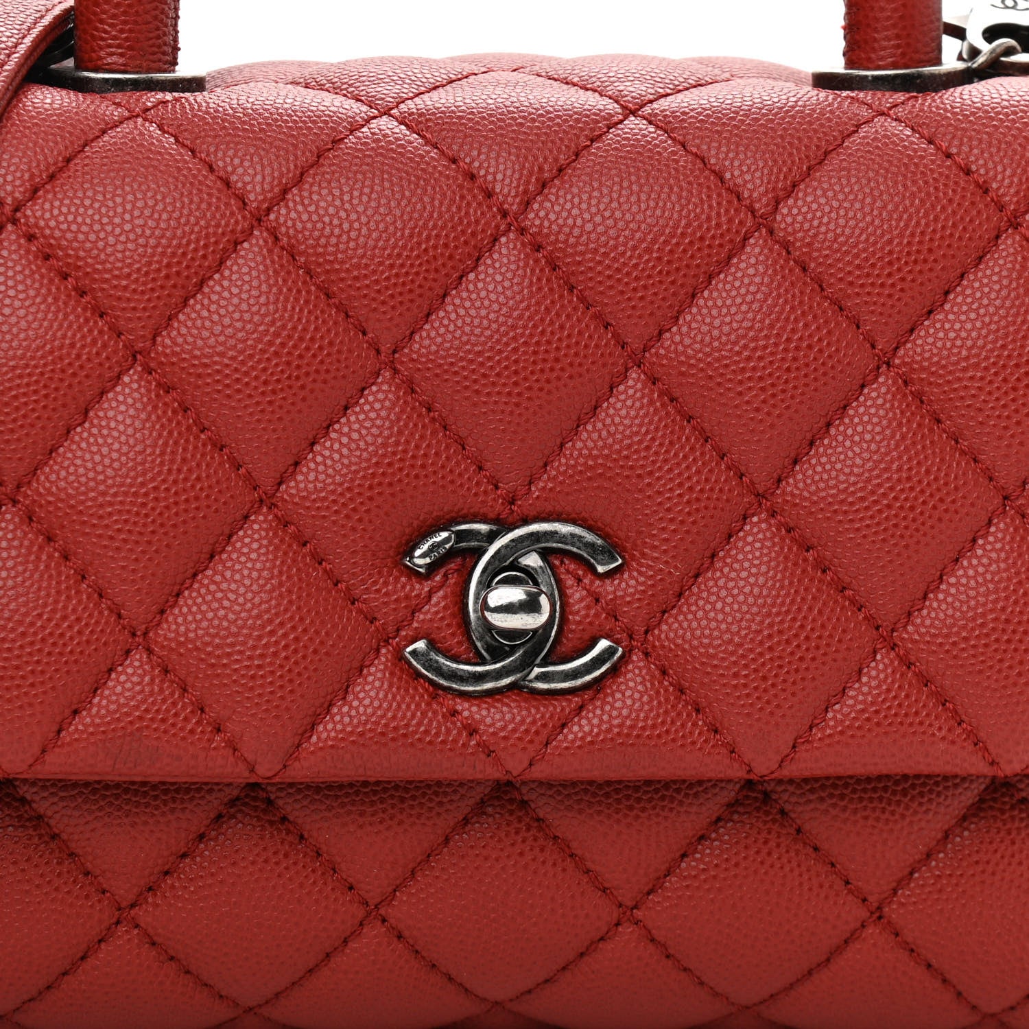 Chanel Caviar Quilted Mini Coco Handle Flap Dark Red 7 of 10