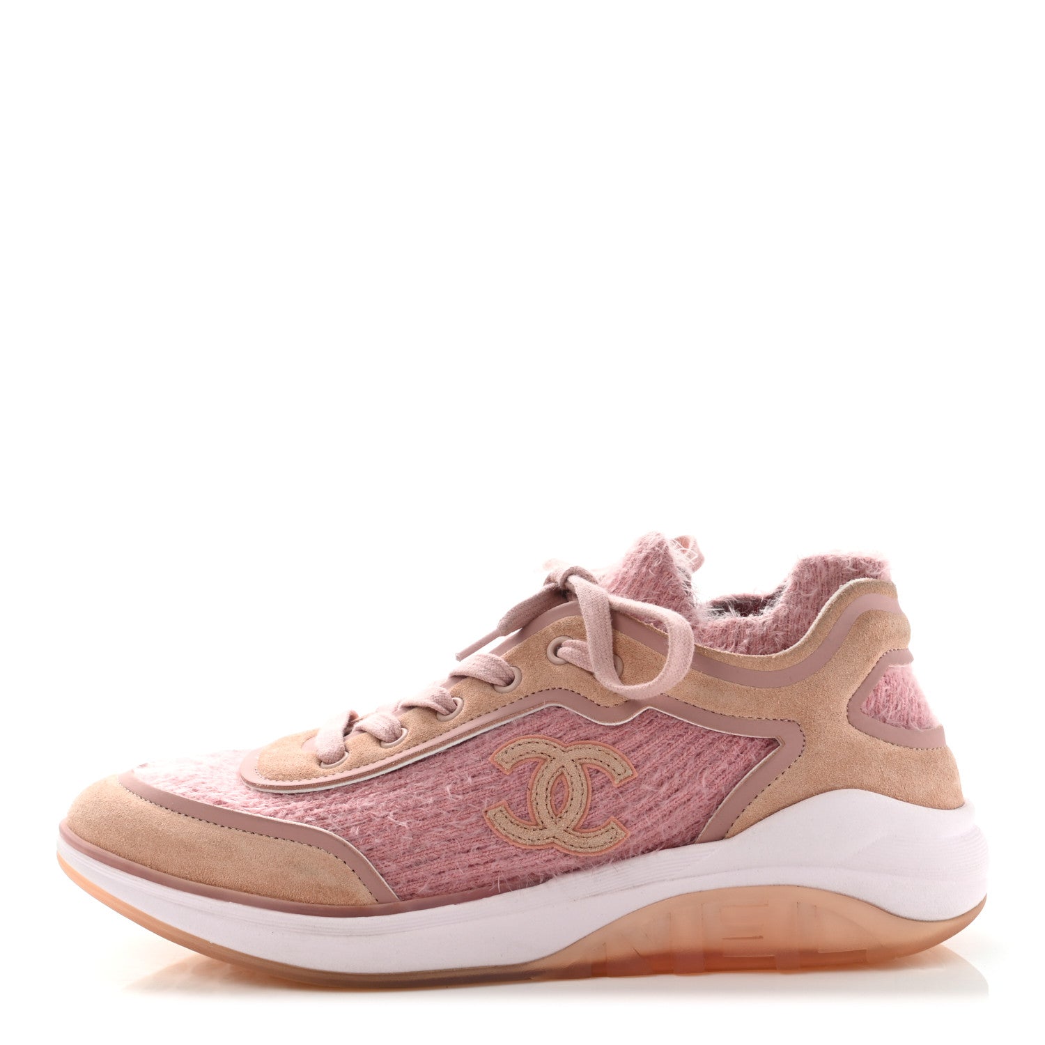 Chanel Suede Calfskin Stretch Fabric CC Sneakers 39.5 Pink 1 of 11