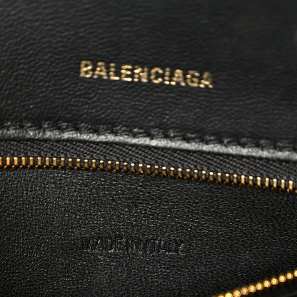 Balenciaga Shiny Calfskin Crocodile Embossed Small Hourglass Top Handle Bag Black 7 of 11