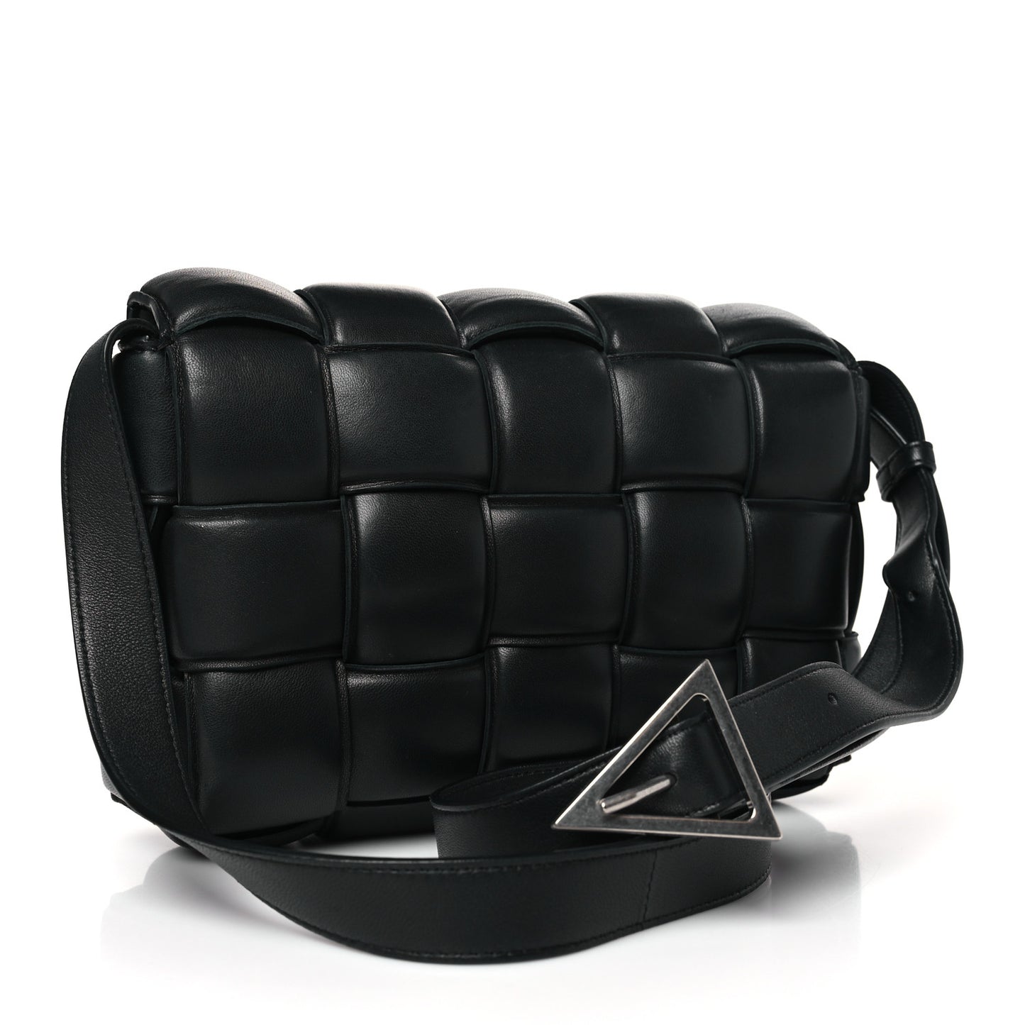 Nappa Maxi Intreccio Padded Cassette Crossbody Bag Black