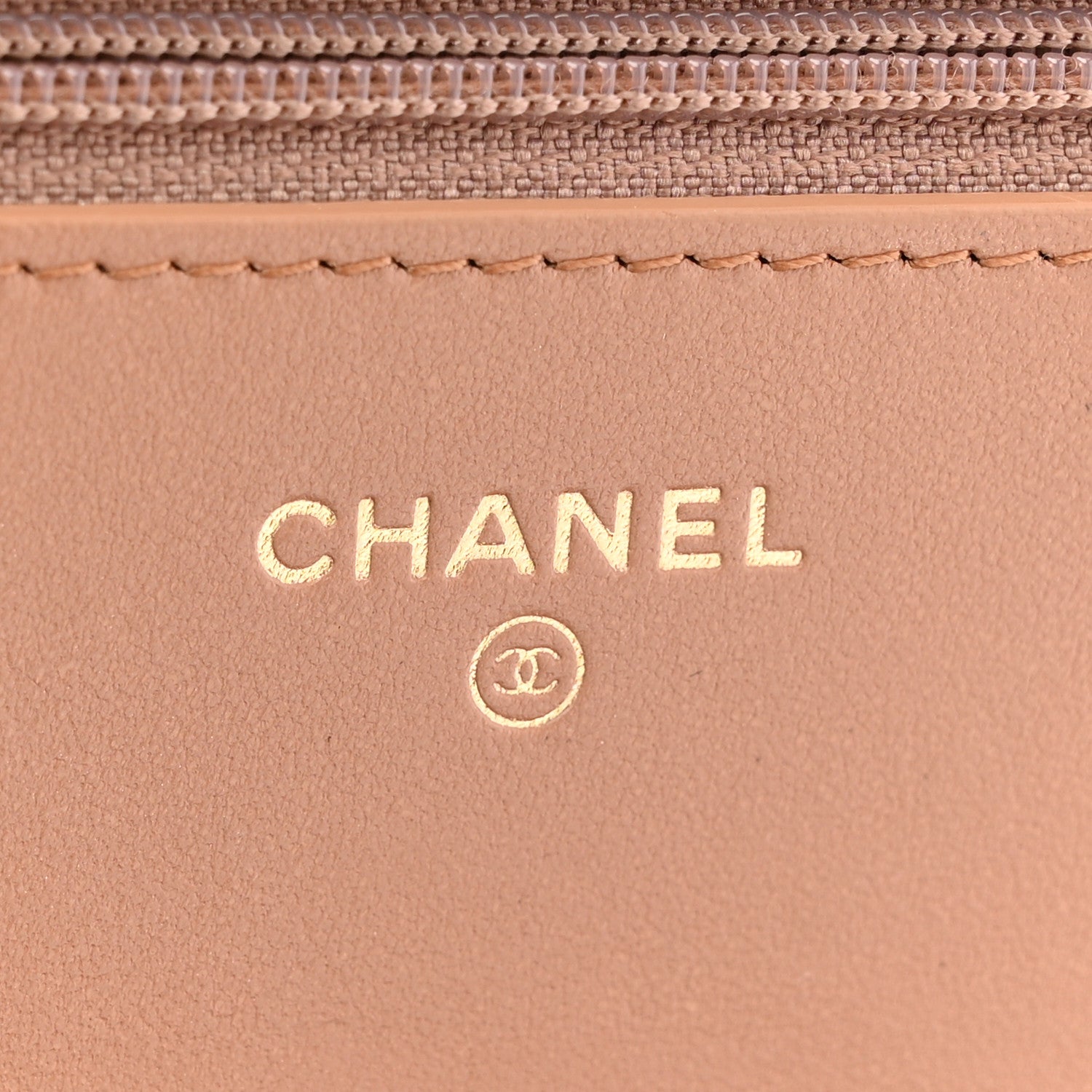 Chanel Caviar Chevron Quilted Boy Wallet On Chain WOC Dark Beige 6 of 12