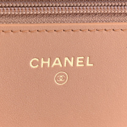 Chanel Caviar Chevron Quilted Boy Wallet On Chain WOC Dark Beige 6 of 12