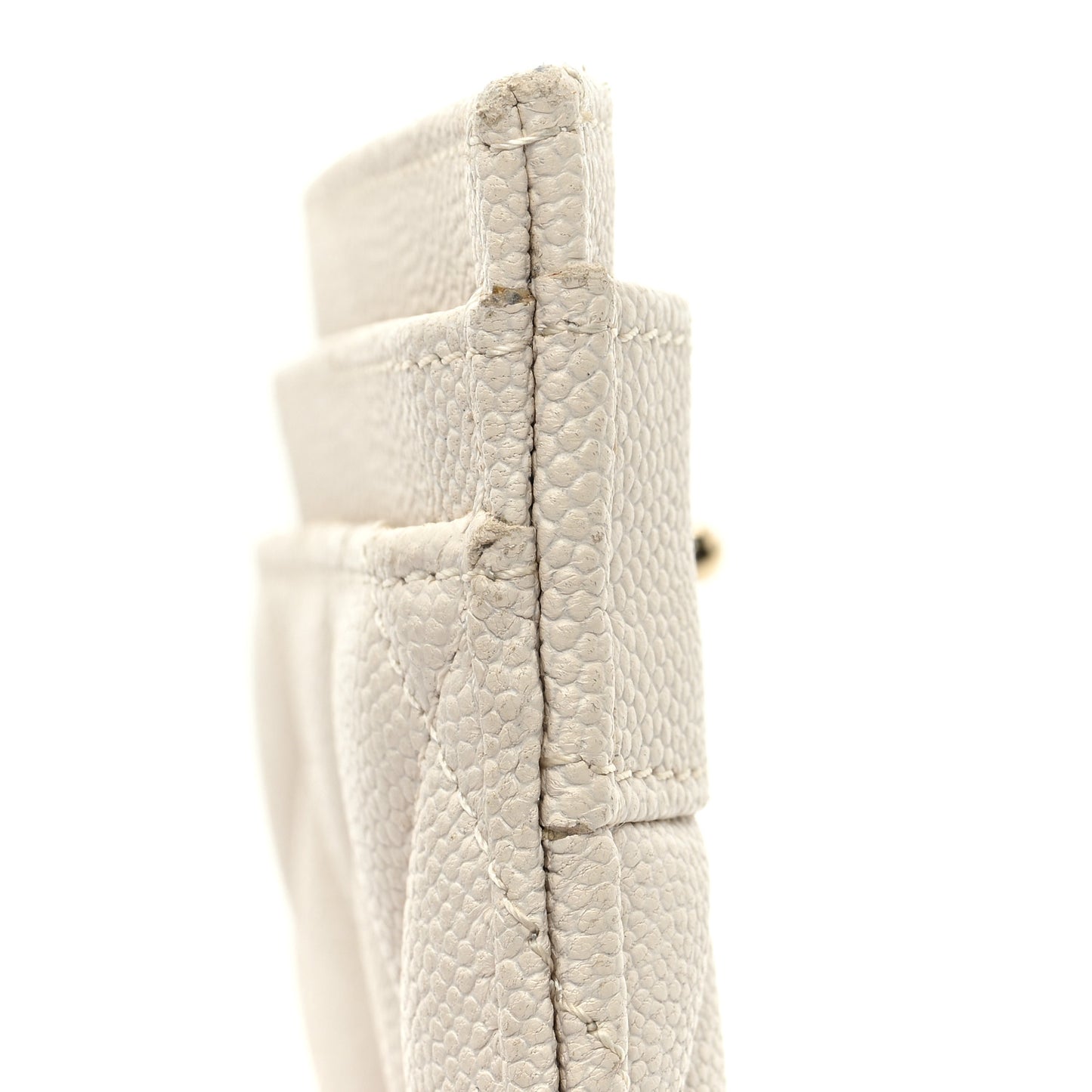 Caviar Quilted Vintage Mademoiselle Card Holder White