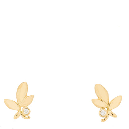 Tiffany 18K Yellow Gold Diamond Paloma Picasso Olive Leaf Earrings 1 of 3