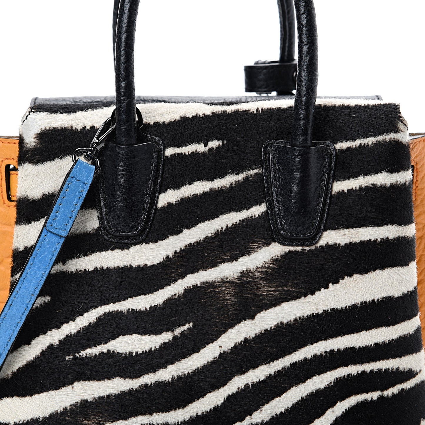 Calfskin Pony Hair Zebra Print Tri-Color Mini Milla Tote Multicolor
