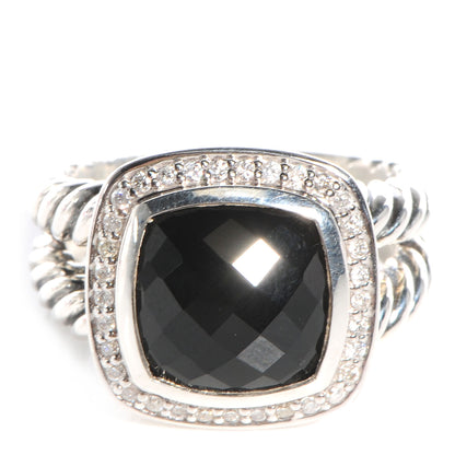 David Yurman Sterling Silver Diamond Black Onyx 11mm Albion Ring 58 8.5 1 of 4