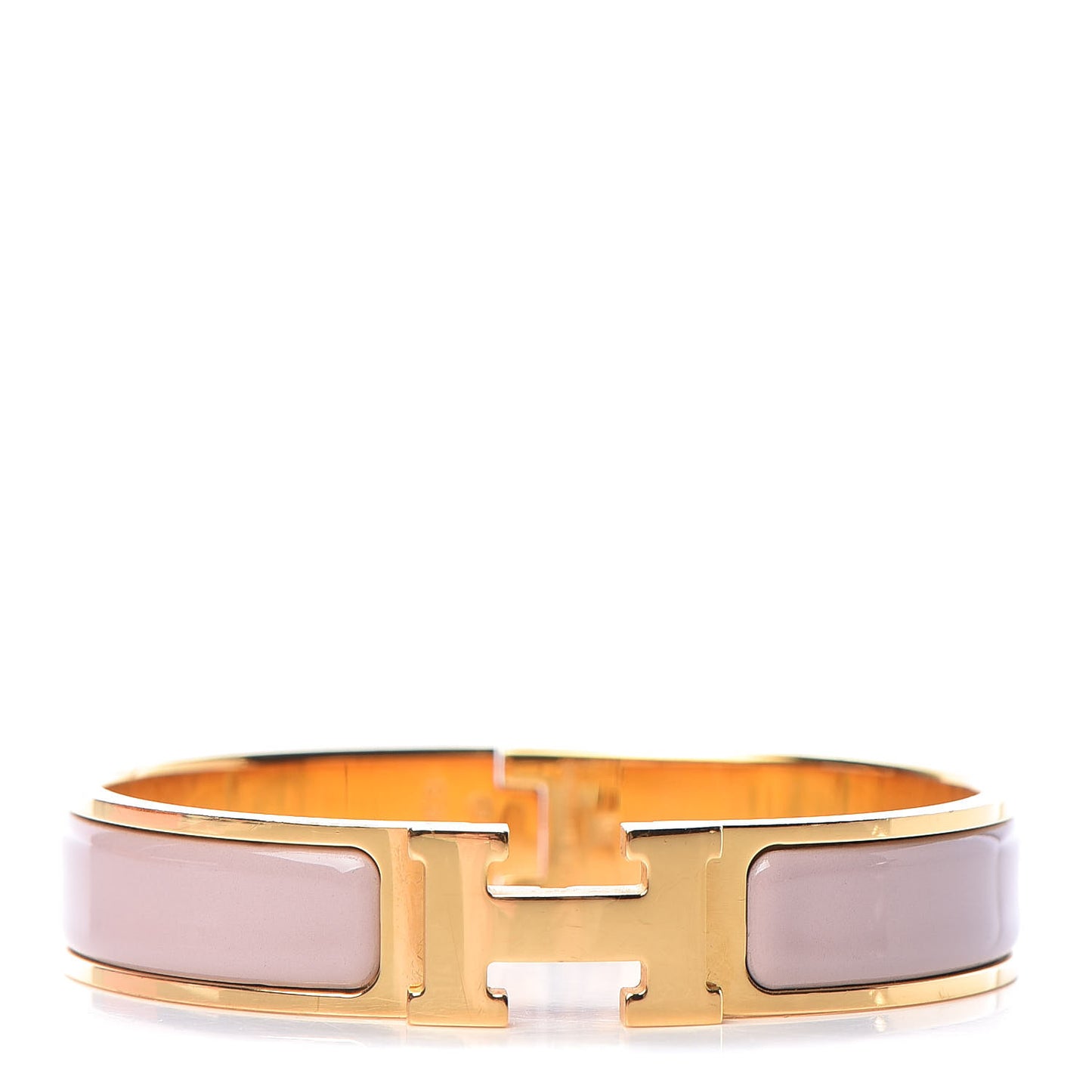Enamel Narrow Clic Clac H Bracelet PM Marron Glace