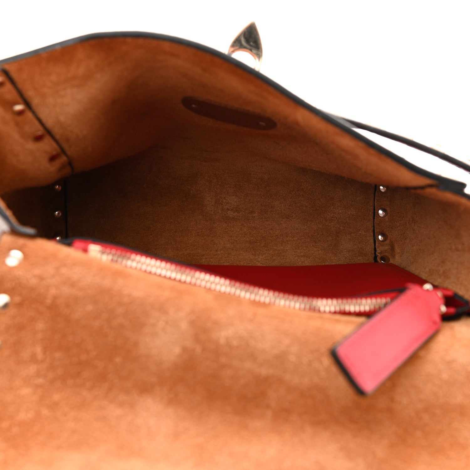 Valentino Garavani Pebbled Calfskin Rockstud Flip Lock Flap Messenger Saddle Brown 5 of 9