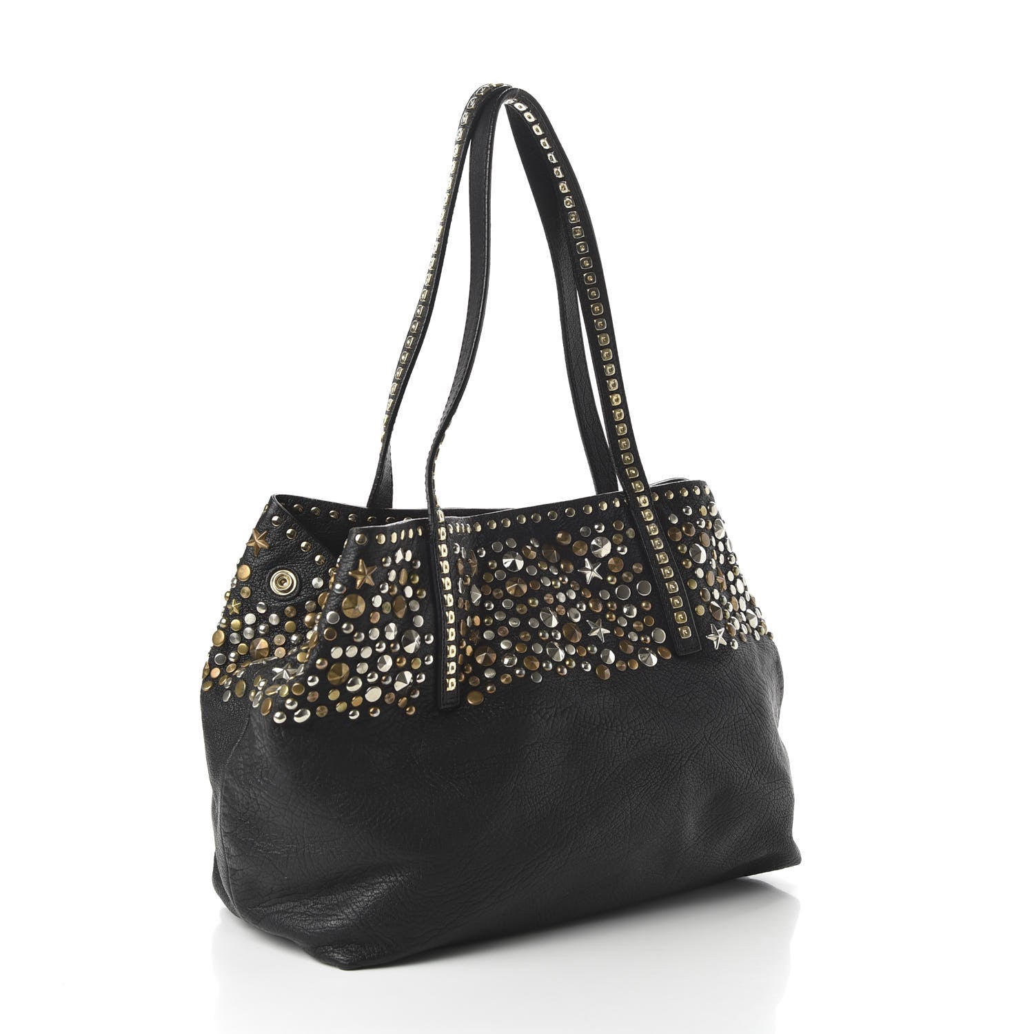 Jimmy Choo Grainy Calfskin Star Studded Tote Black 3 of 9