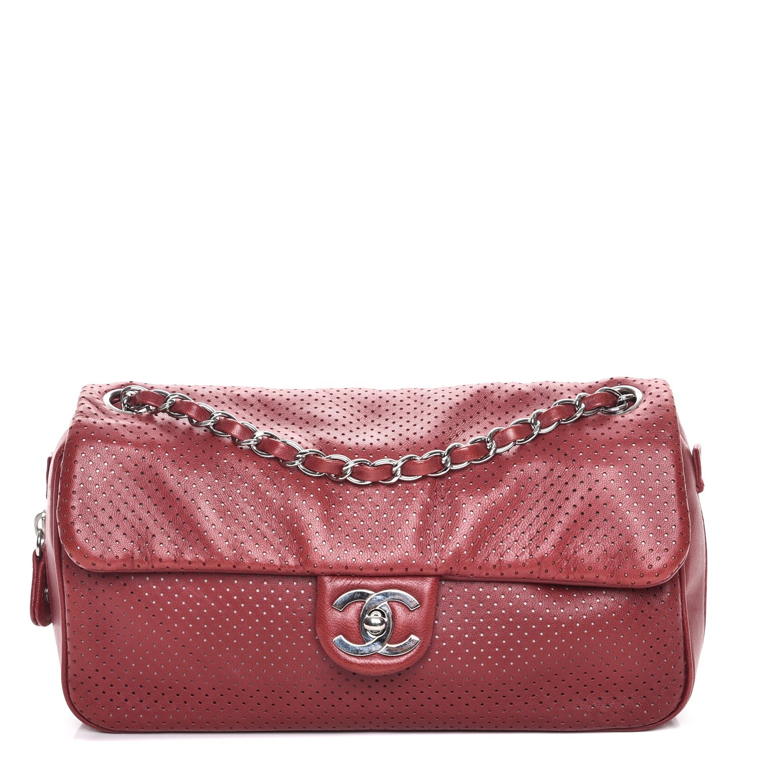 Chanel Lambskin Perforated Medium Baseball Spirit Flap Red 1 of 9
