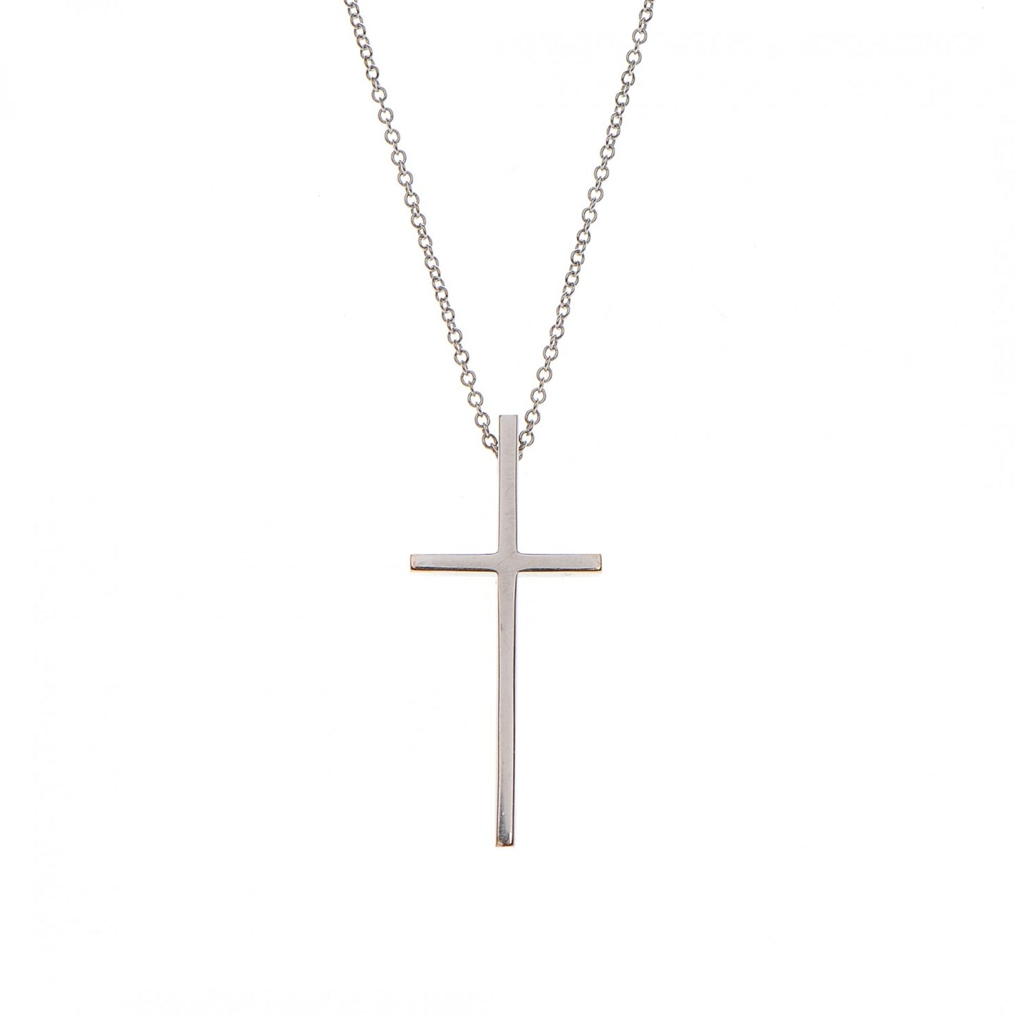 18K White Gold Metro Cross Pendant Necklace