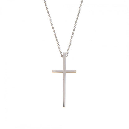 Tiffany 18K White Gold Metro Cross Pendant Necklace 2 of 5
