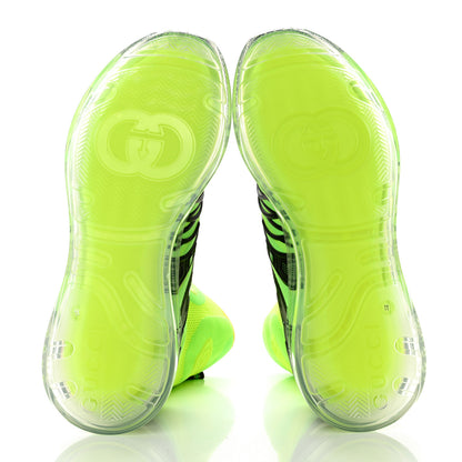 Gucci Rubber Technical Fabric Mens Ultrapace R Mid Top Sock Sneakers 11 Black Neon Green Yellow Fluo Crop 5 of 8
