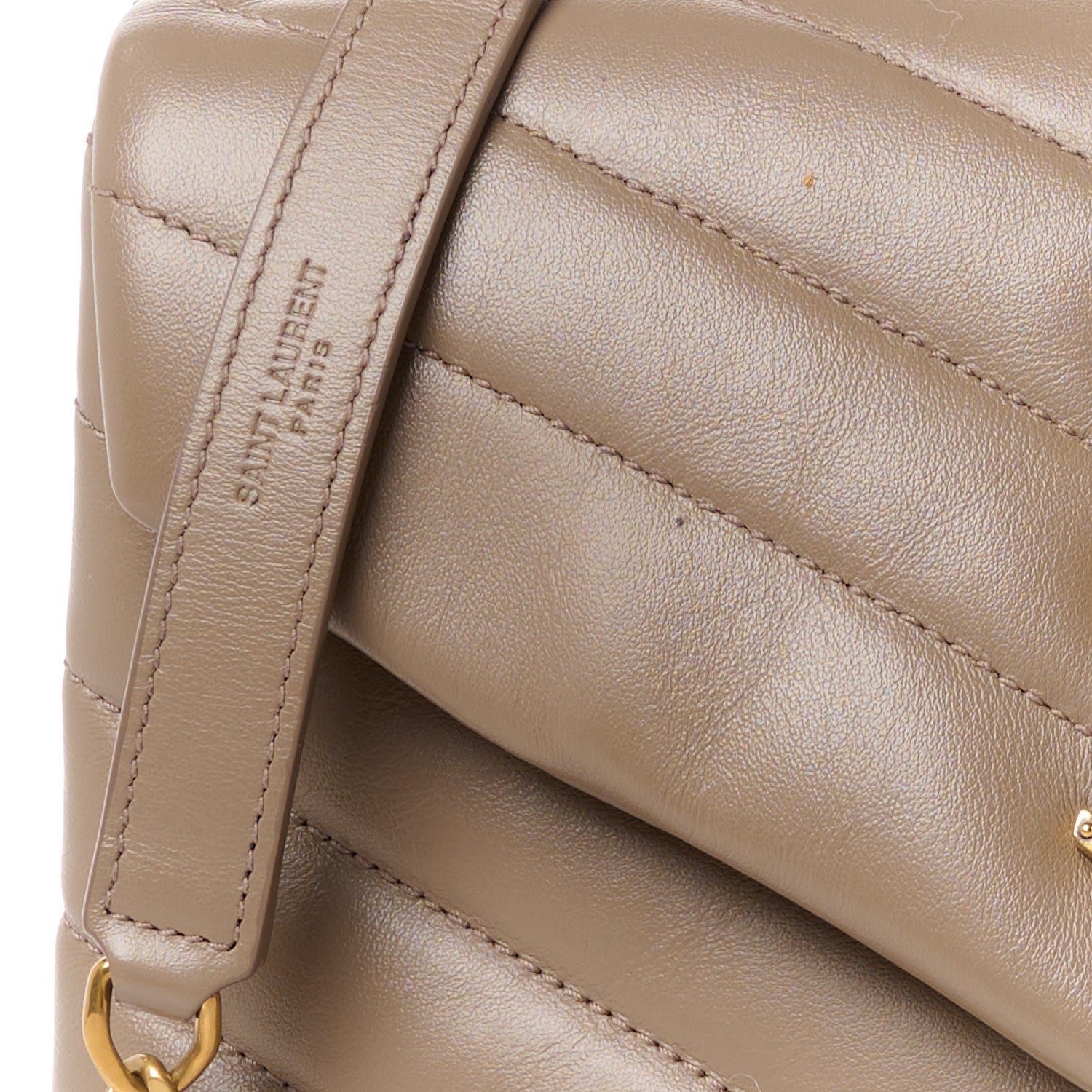 Saint Laurent Calfskin Y Quilted Monogram Small Loulou Chain Satchel Taupe 9 of 11