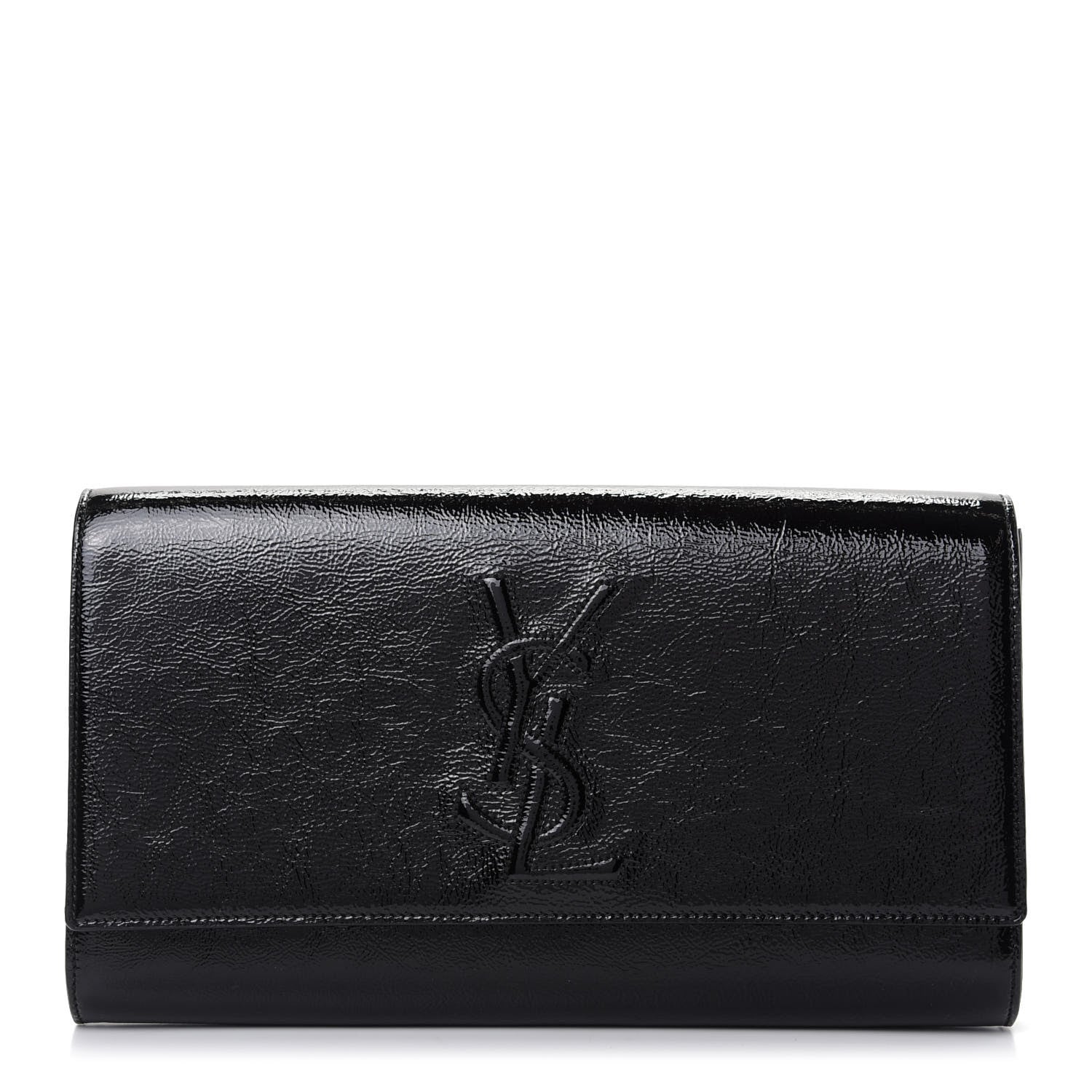 Saint Laurent Textured Patent Monogram Large Belle De Jour Clutch Black 1 of 7
