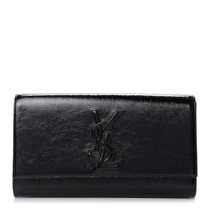 Saint Laurent Textured Patent Monogram Large Belle De Jour Clutch Black 1 of 7