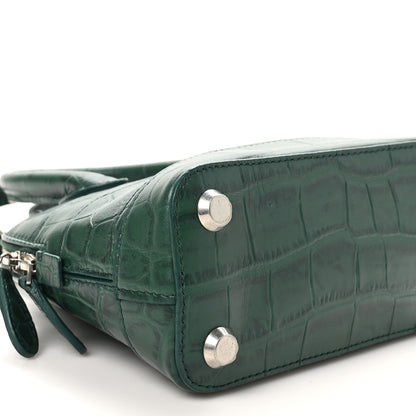 Balenciaga Calfskin Logo Crocodile Embossed XXS Ville Top Handle Bag Green White 9 of 10